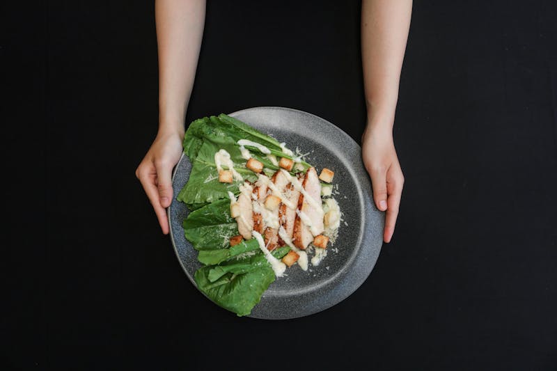 Caesar salad with romaine lettuce, croutons and parmesan
